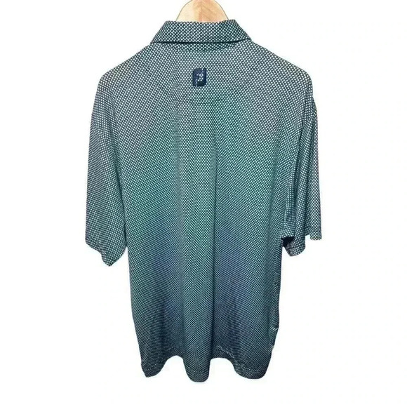 FootJoy FJ Mens Polo Shirt Size Large White Blue Geometric Athletic Fit Golf - Picture 4 of 11